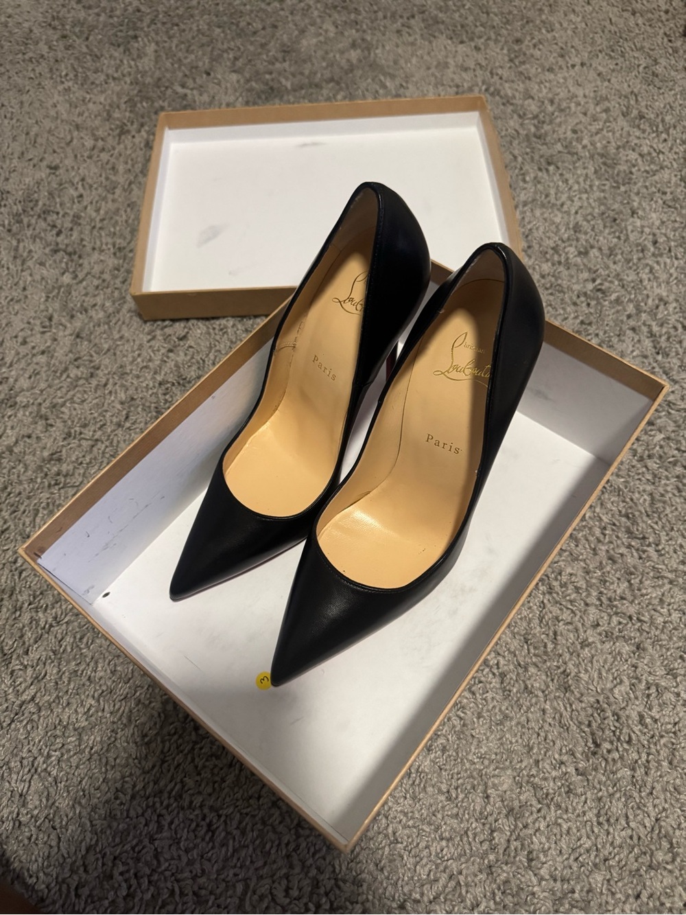 Christian Louboutin So Kate Black Pointed Leather Pumps with Red Soles